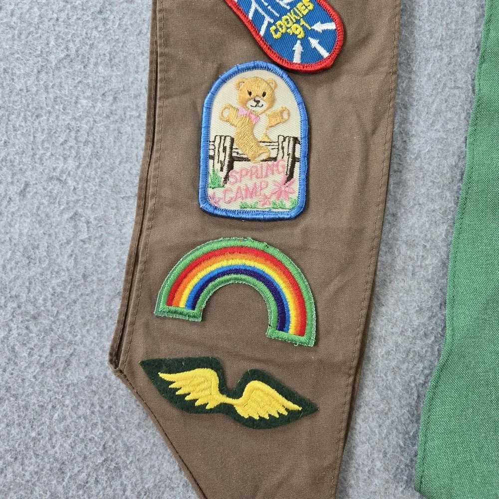 Vintage Girl Scouts U.S.A. Bundle Girls One Size‎ Multicolor Scarf Patchwork